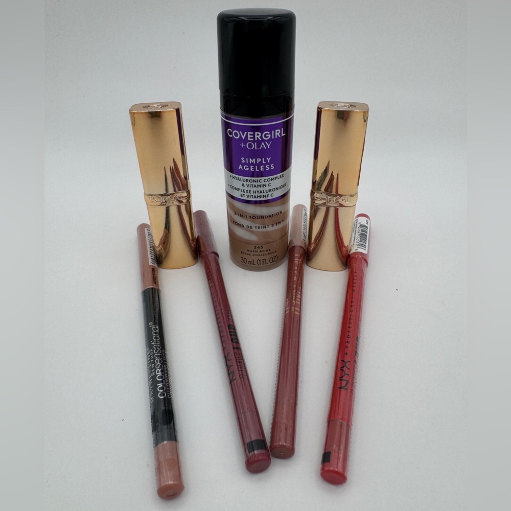 7 PC Makeup bundle,Covergirl, L’Oreal Lipsticks, Maybelline& NYX Liners